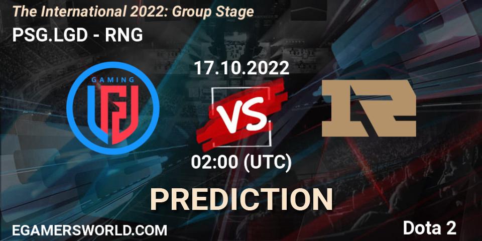 PSG.LGD - RNG: Maç tahminleri. 17.10.22, Dota 2, The International 2022: Group Stage