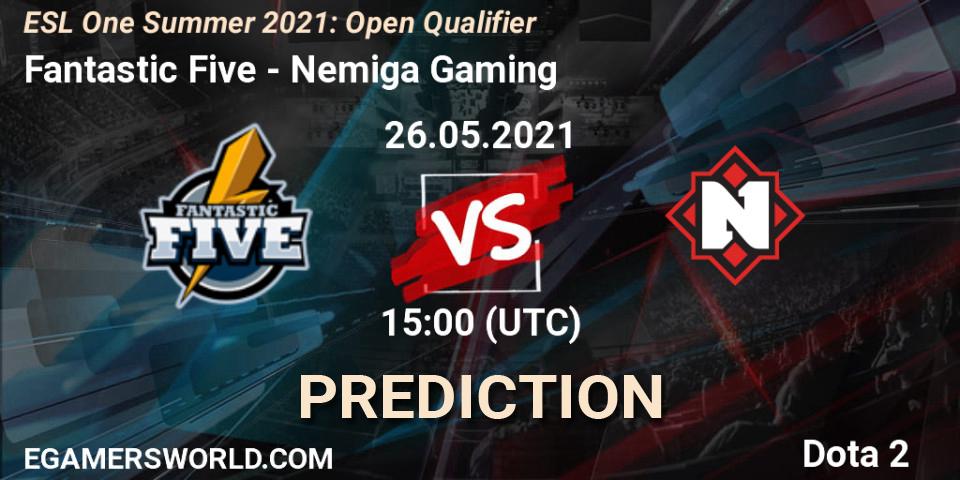 Fantastic Five - Nemiga Gaming: Maç tahminleri. 26.05.2021 at 15:08, Dota 2, ESL One Summer 2021: Open Qualifier