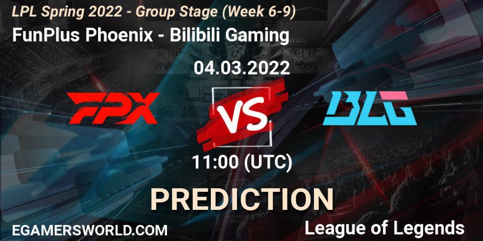 FunPlus Phoenix - Bilibili Gaming: Maç tahminleri. 04.03.2022 at 12:30, LoL, LPL Spring 2022 - Group Stage (Week 6-9)