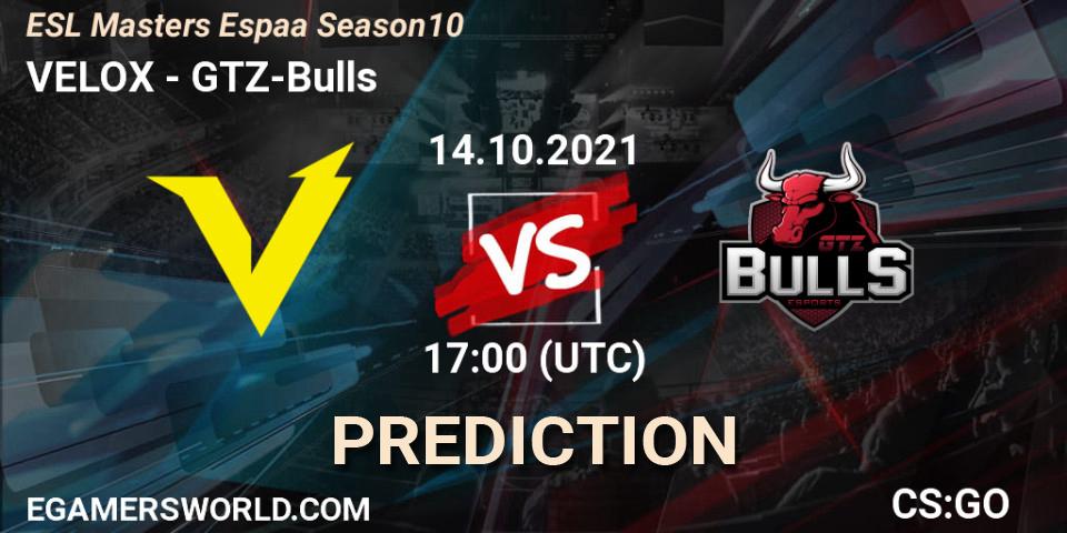 VELOX - GTZ-Bulls: Maç tahminleri. 14.10.2021 at 17:00, Counter-Strike (CS2), ESL Masters Spain Season 10 Finals