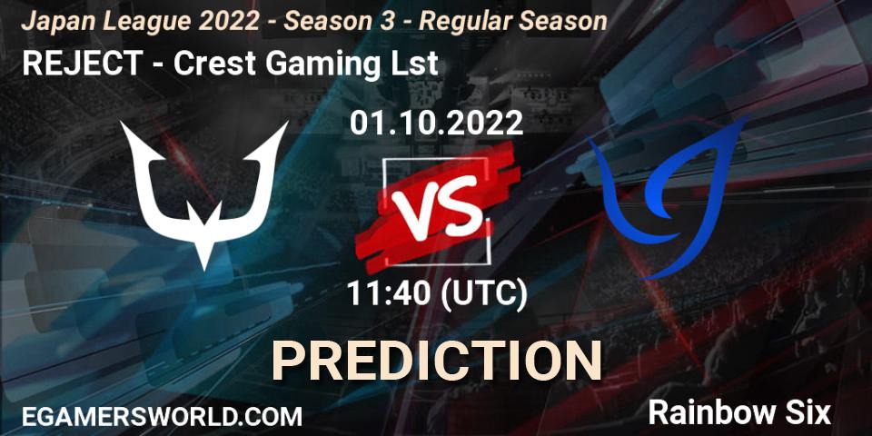 REJECT - Crest Gaming Lst: Maç tahminleri. 01.10.2022 at 11:40, Rainbow Six, Japan League 2022 - Season 3 - Regular Season