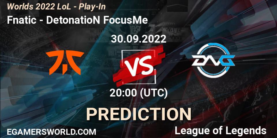 Fnatic - DetonatioN FocusMe: Maç tahminleri. 30.09.22, LoL, Worlds 2022 LoL - Play-In