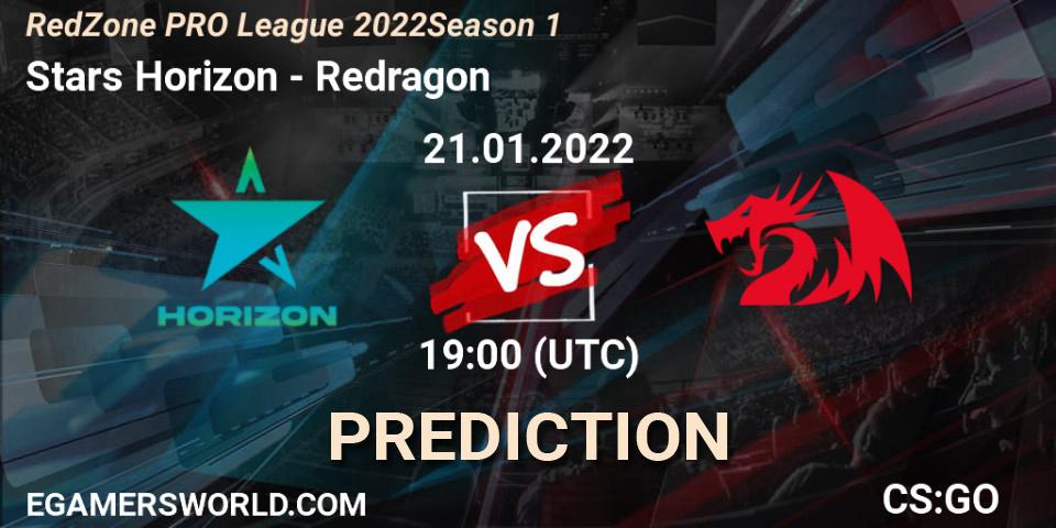Stars Horizon - Redragon: Maç tahminleri. 21.01.2022 at 22:30, Counter-Strike (CS2), RedZone PRO League 2022 Season 1