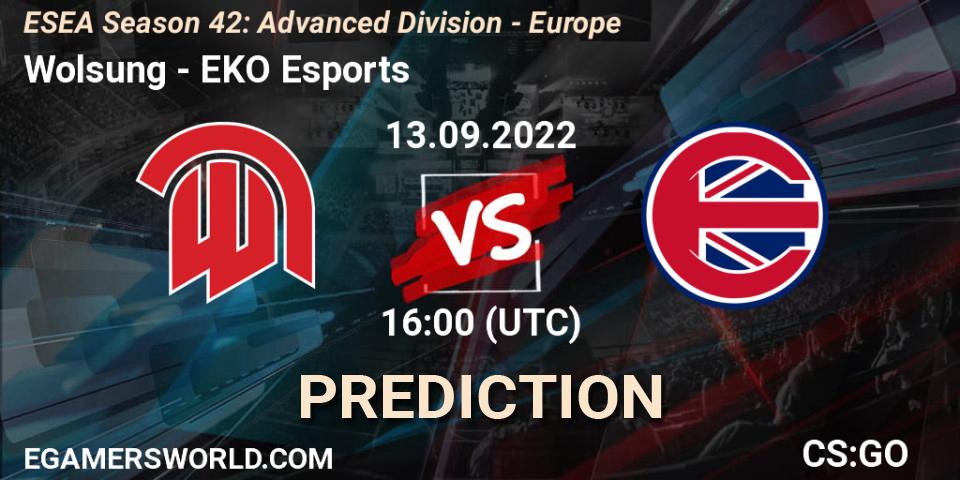 Wolsung - EKO Esports: Maç tahminleri. 13.09.2022 at 16:00, Counter-Strike (CS2), ESEA Season 42: Advanced Division - Europe