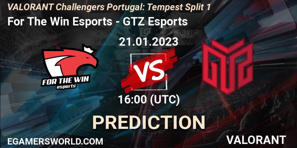For The Win Esports - GTZ Esports: Maç tahminleri. 21.01.2023 at 16:10, VALORANT, VALORANT Challengers 2023 Portugal: Tempest Split 1
