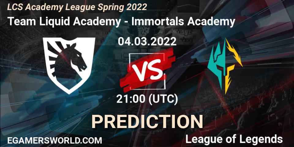 Team Liquid Academy - Immortals Academy: Maç tahminleri. 04.03.2022 at 21:00, LoL, LCS Academy League Spring 2022