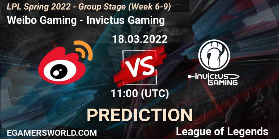 Weibo Gaming - Invictus Gaming: Maç tahminleri. 18.03.2022 at 11:00, LoL, LPL Spring 2022 - Group Stage (Week 6-9)