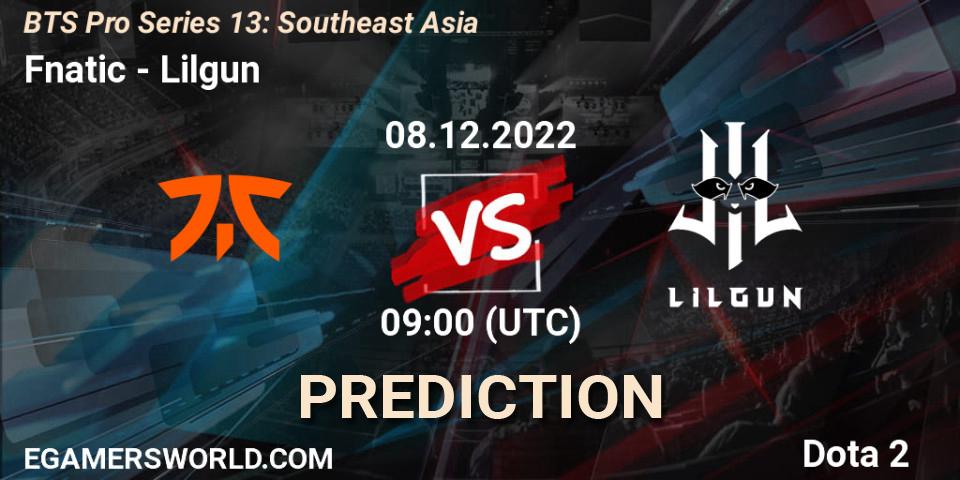 Fnatic - Lilgun: Maç tahminleri. 08.12.22, Dota 2, BTS Pro Series 13: Southeast Asia