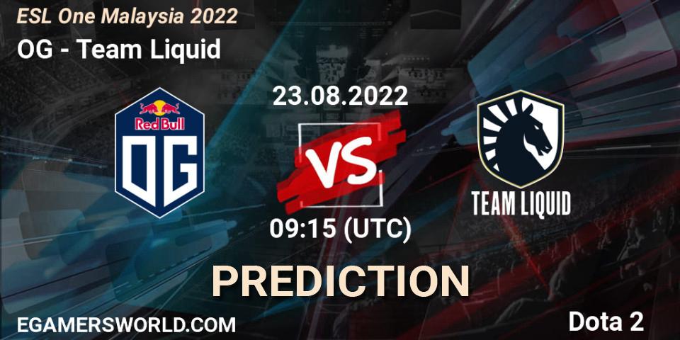 OG - Team Liquid: Maç tahminleri. 23.08.22, Dota 2, ESL One Malaysia 2022
