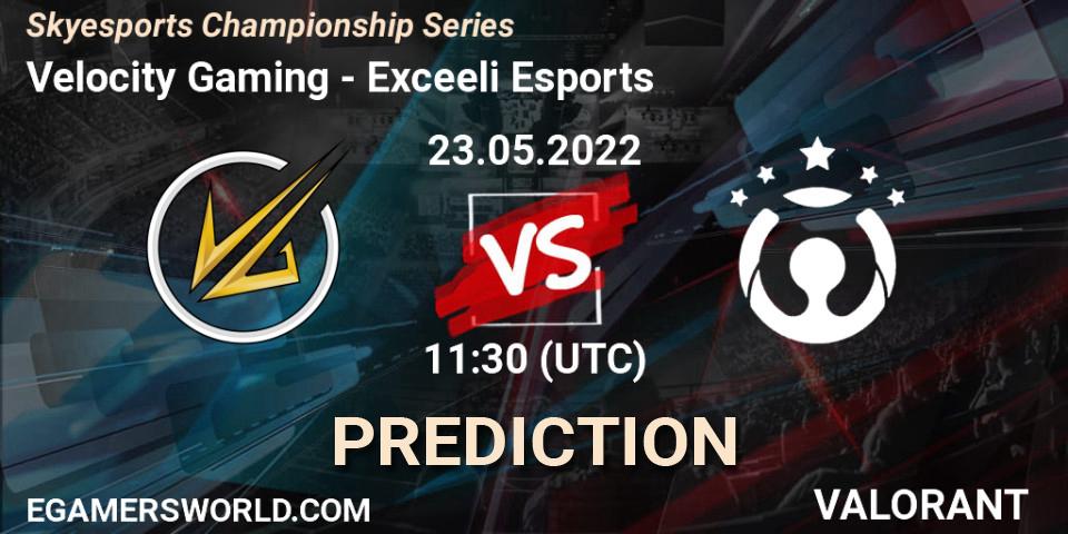 Velocity Gaming - Exceeli Esports: Maç tahminleri. 23.05.2022 at 11:30, VALORANT, Skyesports Championship Series