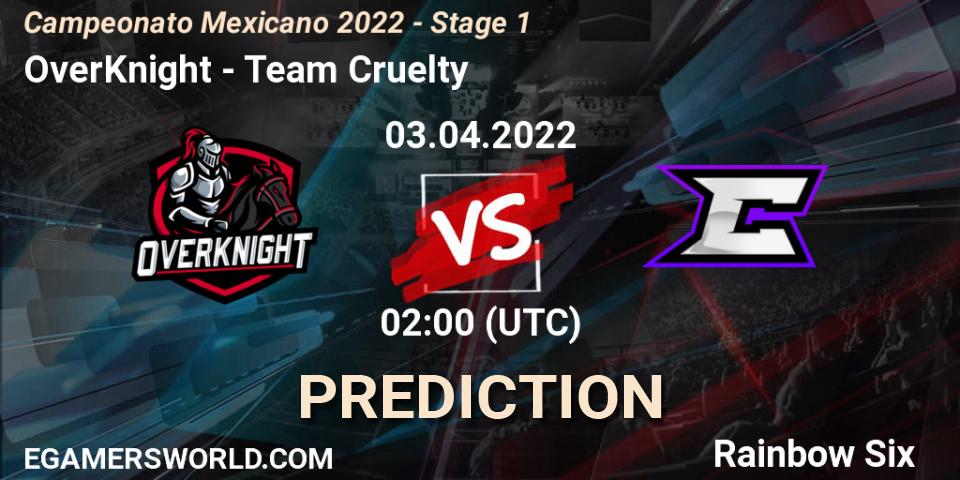 OverKnight - Team Cruelty: Maç tahminleri. 03.04.2022 at 02:00, Rainbow Six, Campeonato Mexicano 2022 - Stage 1