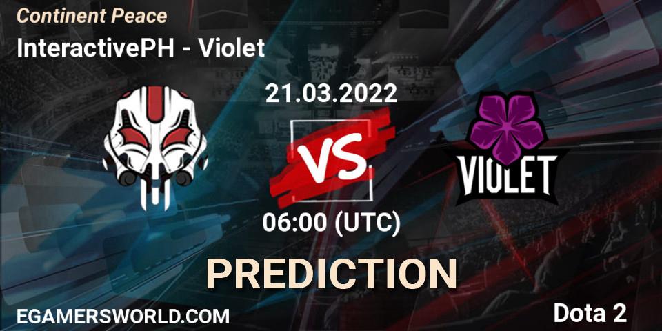 InteractivePH - Violet: Maç tahminleri. 21.03.2022 at 06:19, Dota 2, Continent Peace