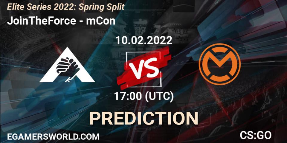 JoinTheForce - mCon: Maç tahminleri. 10.02.2022 at 17:00, Counter-Strike (CS2), Elite Series 2022: Spring Split