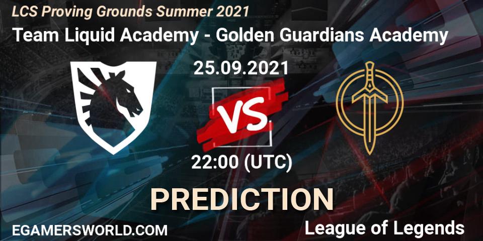 Team Liquid Academy - Golden Guardians Academy: Maç tahminleri. 25.09.2021 at 22:00, LoL, LCS Proving Grounds Summer 2021