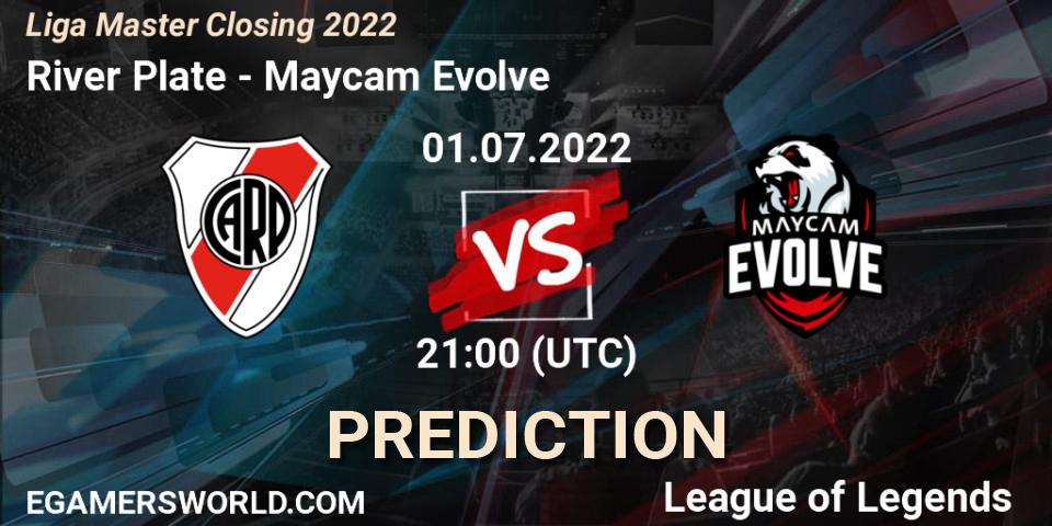 River Plate - Maycam Evolve: Maç tahminleri. 01.07.2022 at 21:00, LoL, Liga Master Closing 2022