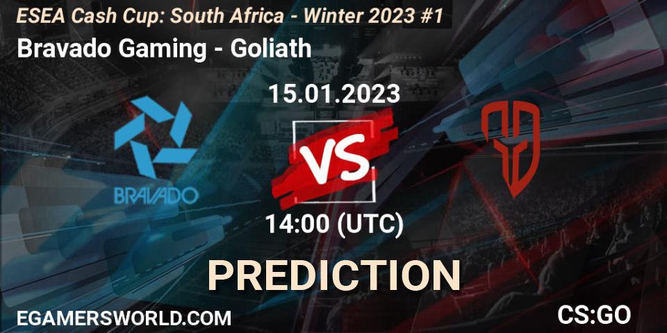Bravado Gaming - Goliath: Maç tahminleri. 15.01.2023 at 14:00, Counter-Strike (CS2), ESEA Cash Cup: South Africa - Winter 2023 #1