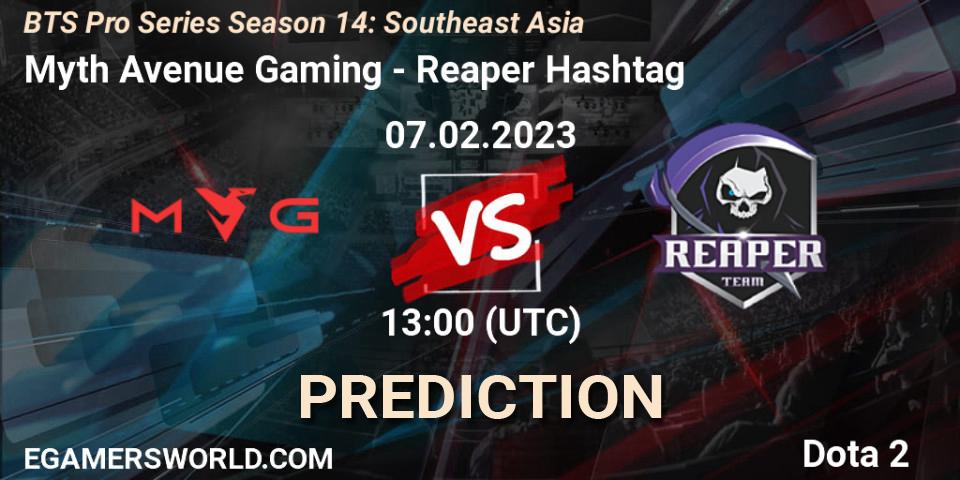 Myth Avenue Gaming - Reaper Hashtag: Maç tahminleri. 07.02.23, Dota 2, BTS Pro Series Season 14: Southeast Asia