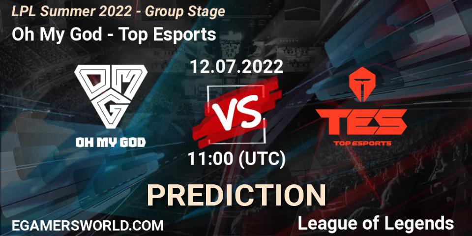 Oh My God - Top Esports: Maç tahminleri. 12.07.2022 at 11:45, LoL, LPL Summer 2022 - Group Stage