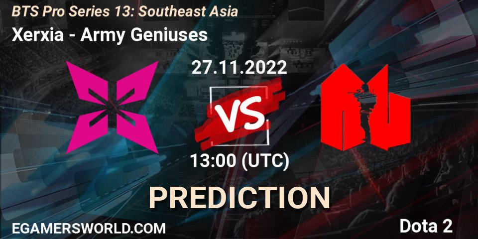 Xerxia - Army Geniuses: Maç tahminleri. 27.11.22, Dota 2, BTS Pro Series 13: Southeast Asia