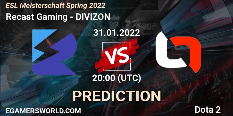 Recast Gaming - DIVIZON: Maç tahminleri. 31.01.2022 at 20:15, Dota 2, ESL Meisterschaft Spring 2022
