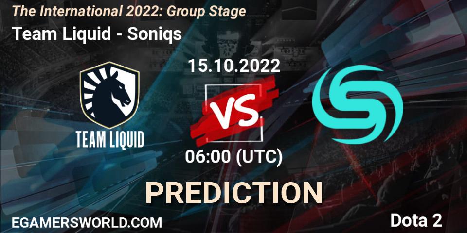 Team Liquid - Soniqs: Maç tahminleri. 15.10.2022 at 07:30, Dota 2, The International 2022: Group Stage