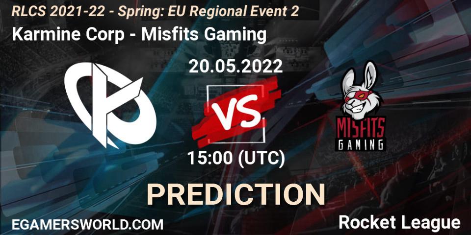 Karmine Corp - Misfits Gaming: Maç tahminleri. 20.05.2022 at 15:00, Rocket League, RLCS 2021-22 - Spring: EU Regional Event 2
