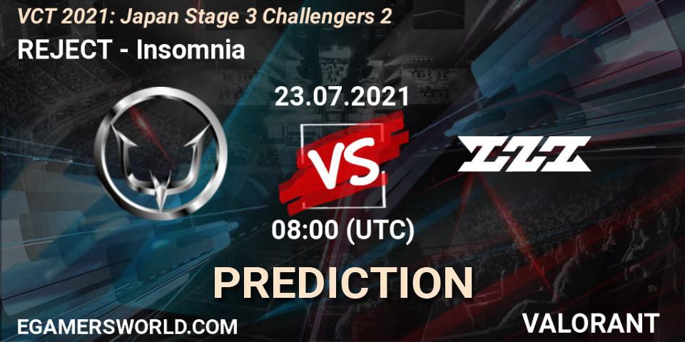 REJECT - Insomnia: Maç tahminleri. 23.07.2021 at 08:00, VALORANT, VCT 2021: Japan Stage 3 Challengers 2