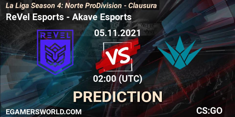 ReVel Esports - Akave Esports: Maç tahminleri. 05.11.2021 at 02:00, Counter-Strike (CS2), La Liga Season 4: Norte Pro Division - Clausura