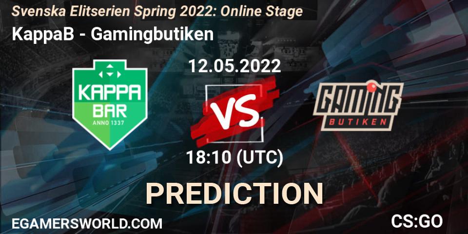 KappaB - Gamingbutiken: Maç tahminleri. 12.05.2022 at 18:10, Counter-Strike (CS2), Svenska Elitserien Spring 2022: Online Stage