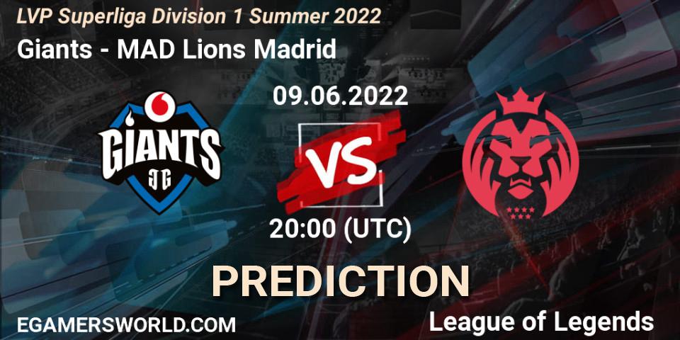 Giants - MAD Lions Madrid: Maç tahminleri. 09.06.2022 at 20:00, LoL, LVP Superliga Division 1 Summer 2022