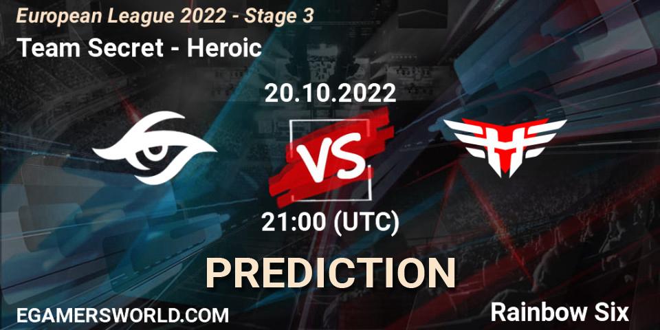 Team Secret - Heroic: Maç tahminleri. 20.10.2022 at 21:00, Rainbow Six, European League 2022 - Stage 3