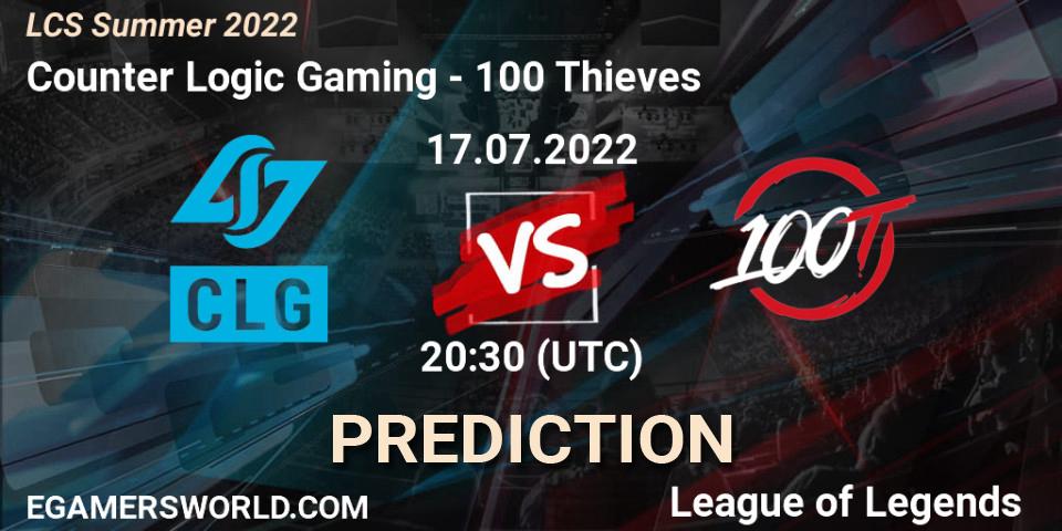 Counter Logic Gaming - 100 Thieves: Maç tahminleri. 17.07.2022 at 20:30, LoL, LCS Summer 2022