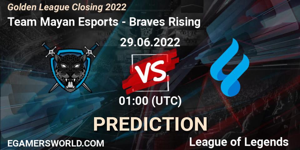 Team Mayan Esports - Braves Rising: Maç tahminleri. 29.06.2022 at 02:00, LoL, Golden League Closing 2022