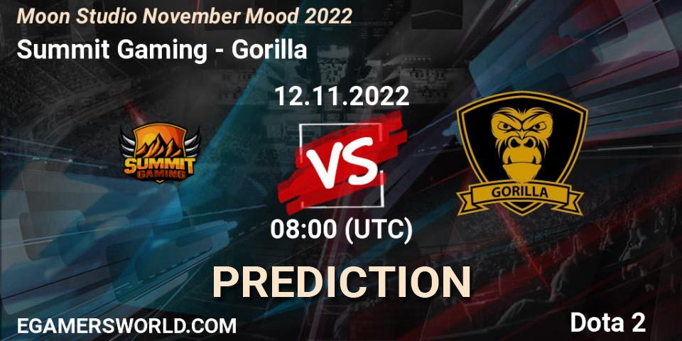 Summit Gaming - Gorilla: Maç tahminleri. 12.11.2022 at 08:12, Dota 2, Moon Studio November Mood 2022