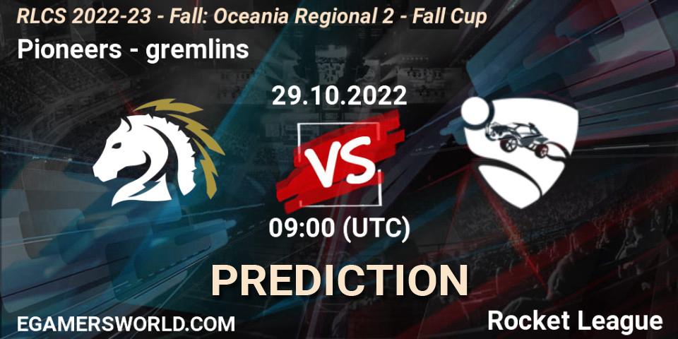 Pioneers - gremlins: Maç tahminleri. 29.10.2022 at 09:20, Rocket League, RLCS 2022-23 - Fall: Oceania Regional 2 - Fall Cup