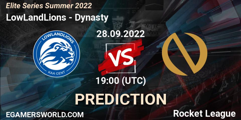 LowLandLions - Dynasty: Maç tahminleri. 28.09.2022 at 19:00, Rocket League, Elite Series Summer 2022
