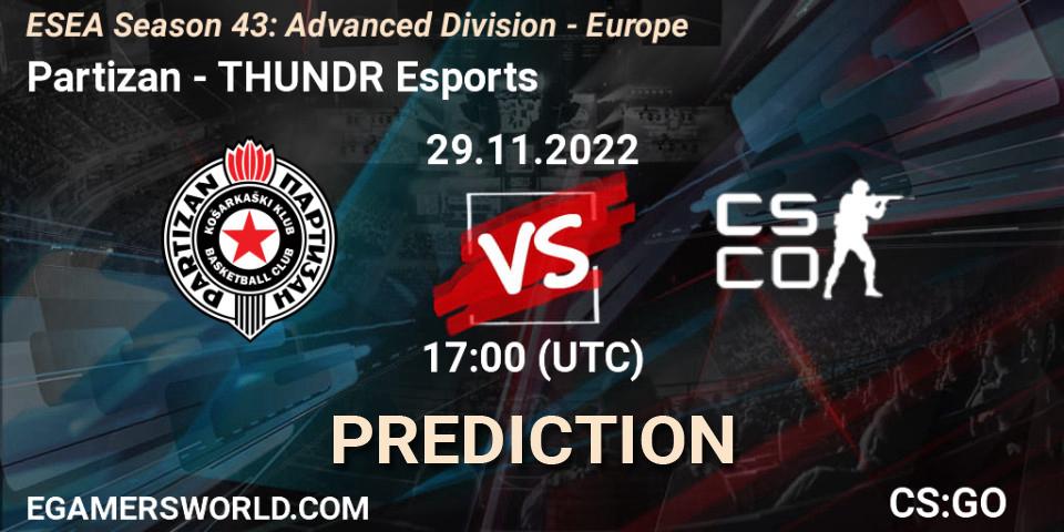 Partizan - THUNDR Esports: Maç tahminleri. 29.11.22, CS2 (CS:GO), ESEA Season 43: Advanced Division - Europe