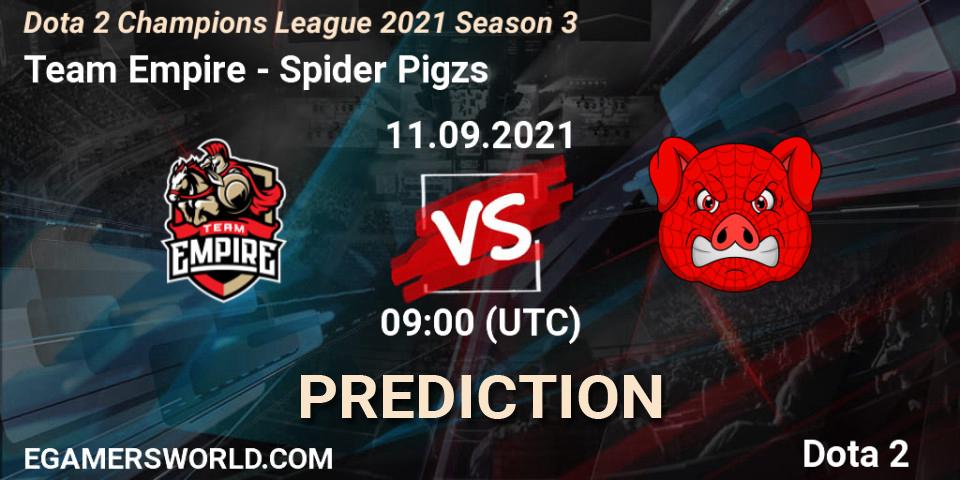 Team Empire - Spider Pigzs: Maç tahminleri. 11.09.2021 at 09:00, Dota 2, Dota 2 Champions League 2021 Season 3
