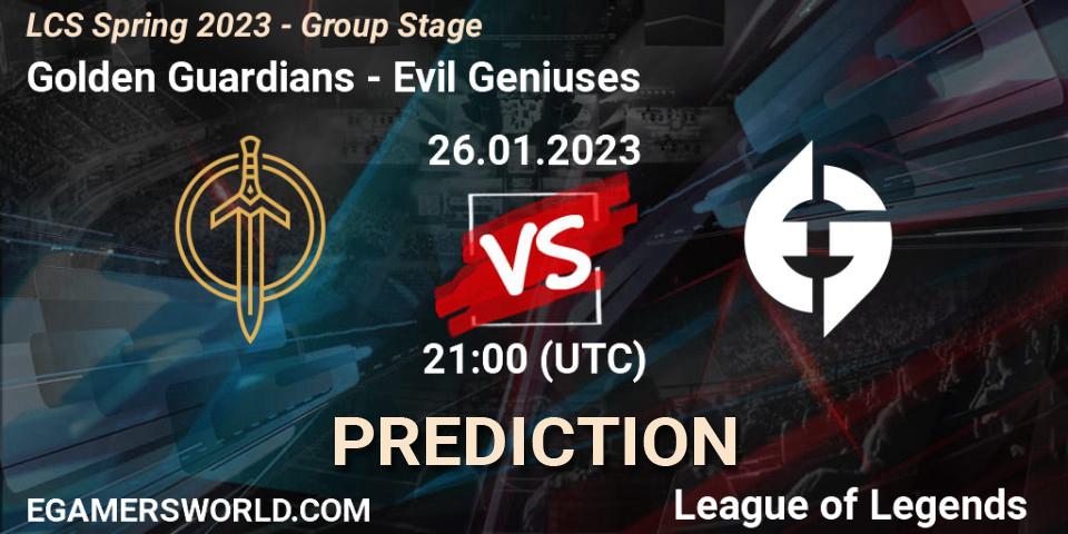 Golden Guardians - Evil Geniuses: Maç tahminleri. 26.01.23, LoL, LCS Spring 2023 - Group Stage