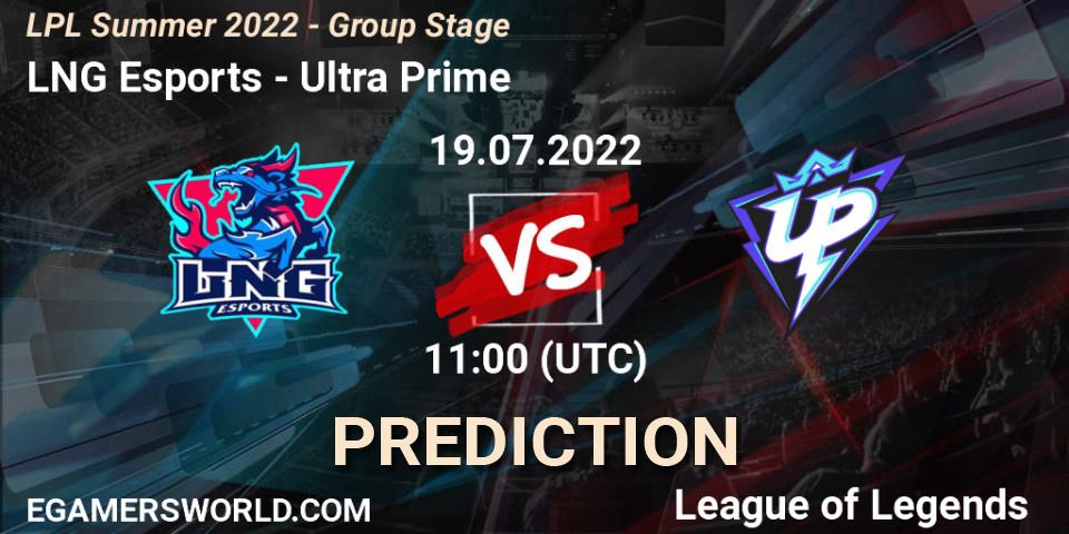 LNG Esports - Ultra Prime: Maç tahminleri. 19.07.2022 at 12:00, LoL, LPL Summer 2022 - Group Stage
