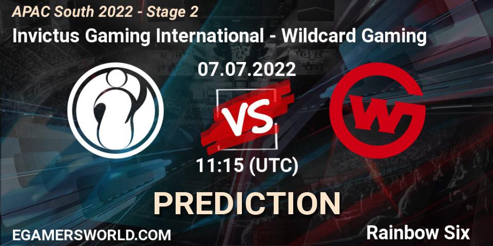 Invictus Gaming International - Wildcard Gaming: Maç tahminleri. 07.07.2022 at 11:15, Rainbow Six, APAC South 2022 - Stage 2