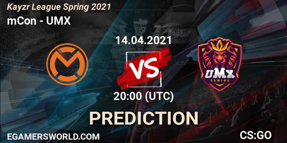 mCon - UMX: Maç tahminleri. 14.04.2021 at 20:00, Counter-Strike (CS2), Kayzr League Spring 2021