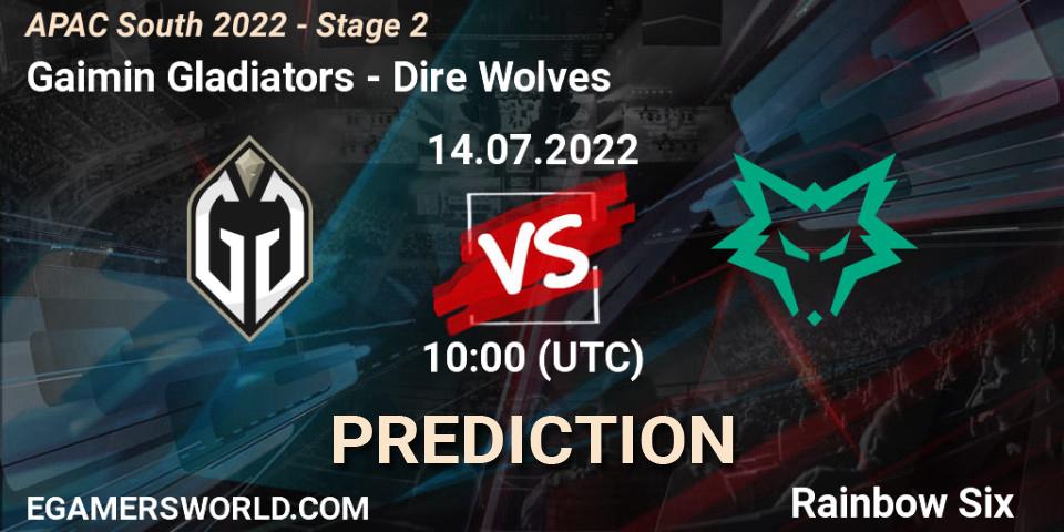Gaimin Gladiators - Dire Wolves: Maç tahminleri. 14.07.2022 at 10:00, Rainbow Six, APAC South 2022 - Stage 2