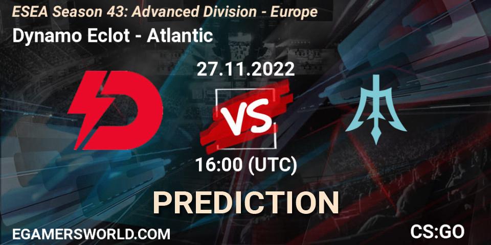 Dynamo Eclot - Atlantic: Maç tahminleri. 27.11.22, CS2 (CS:GO), ESEA Season 43: Advanced Division - Europe