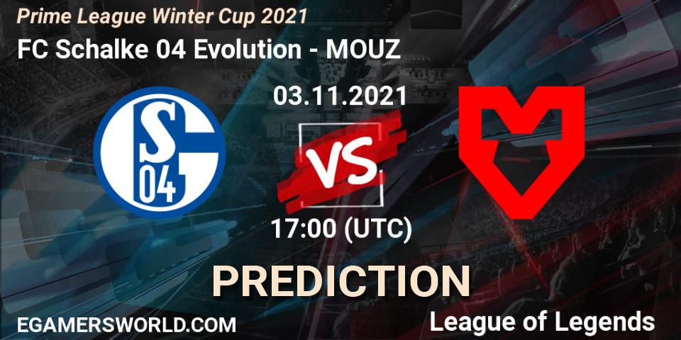 FC Schalke 04 Evolution - MOUZ: Maç tahminleri. 03.11.2021 at 17:00, LoL, Prime League Winter Cup 2021