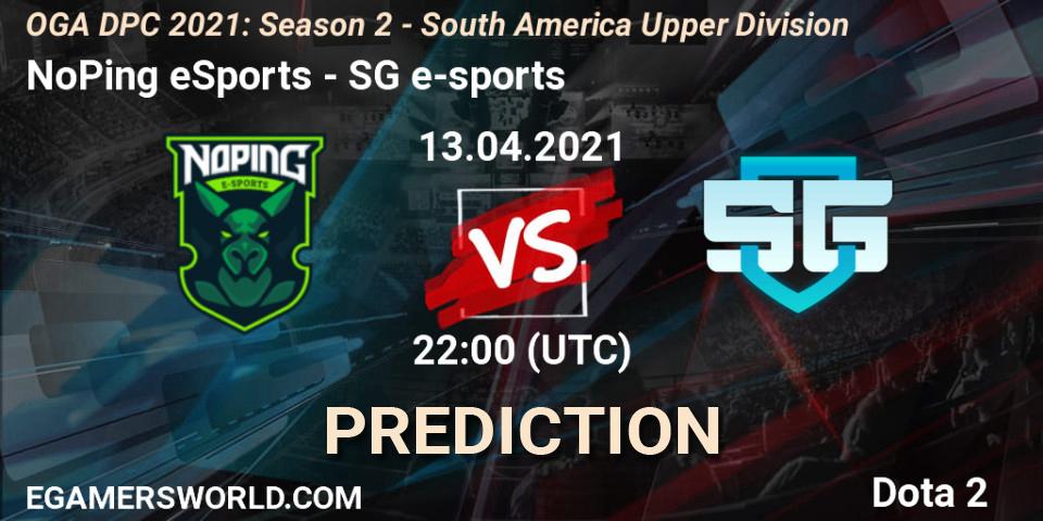 NoPing eSports - SG e-sports: Maç tahminleri. 14.04.2021 at 22:00, Dota 2, OGA DPC 2021: Season 2 - South America Upper Division