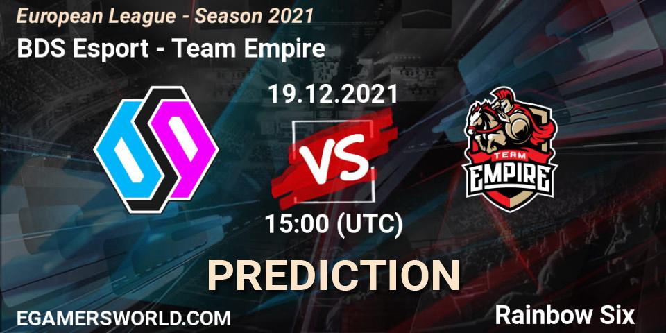 BDS Esport - Team Empire: Maç tahminleri. 19.12.21, Rainbow Six, European League - Season 2021