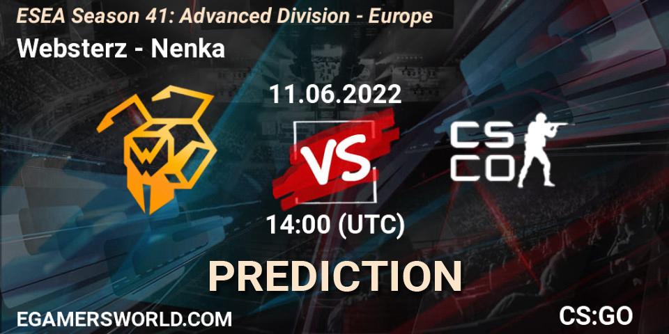 Websterz - Nenka: Maç tahminleri. 11.06.2022 at 14:00, Counter-Strike (CS2), ESEA Season 41: Advanced Division - Europe
