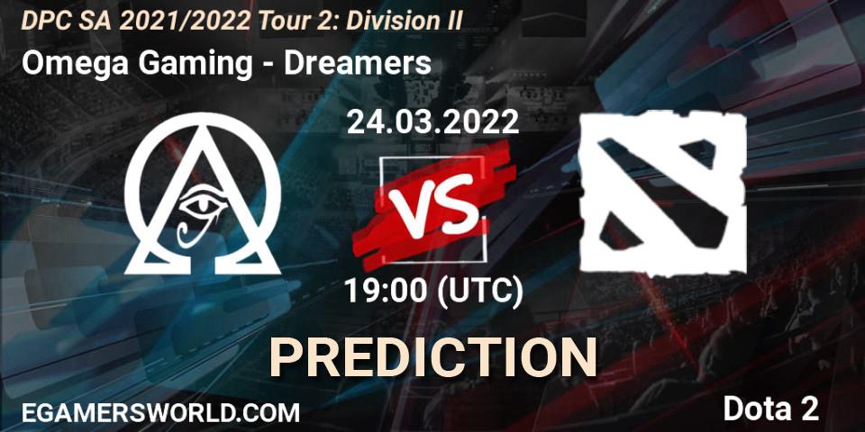 Omega Gaming - Dreamers: Maç tahminleri. 24.03.2022 at 19:00, Dota 2, DPC 2021/2022 Tour 2: SA Division II (Lower)