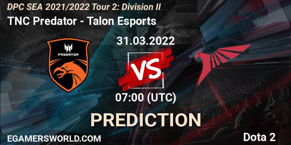 TNC Predator - Talon Esports: Maç tahminleri. 31.03.2022 at 07:02, Dota 2, DPC 2021/2022 Tour 2: SEA Division II (Lower)